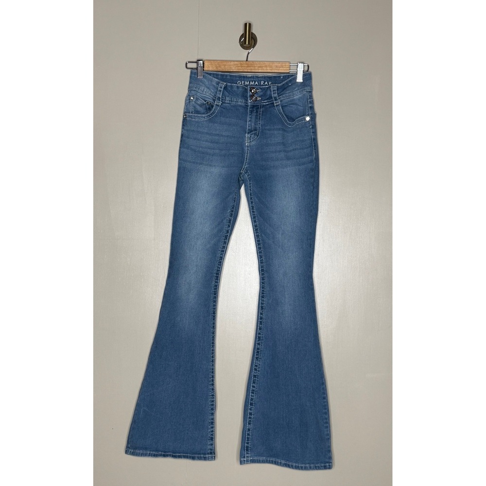 Y2K embellished flare jeans rhinestone pocket jeans low rise bootcut denim